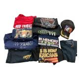Lot of 10 Veteran Themed T Shirts and Hats