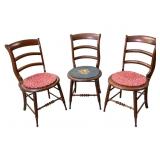 3pc Antique Round Seat Chairs