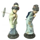 Lladro Porcelain Japanese Geisha Figurines