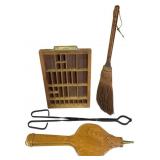 Fireplace Set Cast Iron Tongs Bellows Broom+