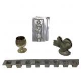 Vtg Chocolate Molds + Small Metal Goblet
