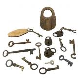 Collection of Reproduction Locks & Vtg Keys