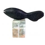 Karl Schiefer Carved Stone Fish Sculpture