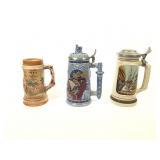 Three Ceramic Beer Steins