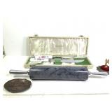 Marble Rolling Pin w Decorative Knives +