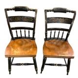2 Vtg Hitchcock Style Wood Chairs
