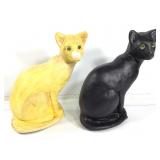 2 Vtg Chalkware Cats w Glass Eyes
