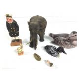 Misc Wood Resin & Brass Animal Figures + Captain