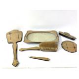 Antique Set of Vanity Items w Mirror Brush +