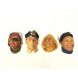 4 Bossons Chalkware Fisherman Figures