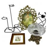 Brass Glass Dish Frame Iron Candle Holders+