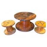 LARGE Cable Spool Table & Chairs - 48" Diameter