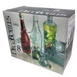 NOS 8pc Libbey Deco Glass Bottles w Corks