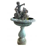 Metal Yard Fountain w Wine Baby Theme 54"
