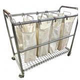 Rolling 4 Section Laundry Hamper Organizer