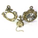 Nautical Theme Brass Wall Clock, Mirror, Bell