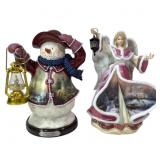 2 Thomas Kincaid Figures Angel of Hope & Snowman
