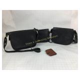 3 Black Leather Coach Purses & A Brown Wallet