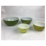 4 Pyrex Green Bowls