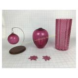 Cranberry Pink Blown Glass Vases & Ornaments