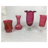 Contemporary Cranberry Glass Vases