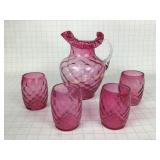 Vintage Fenton Cranberry Quilted Diamond Glass