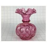 #192 c. 1945 Fenton Cranberry Overlay Vase