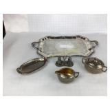 Platinum Bavarian China Creamer S&P Sugar Set