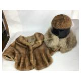 Vintage Fur Stole Collar Hat