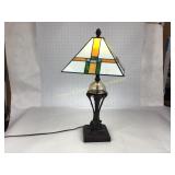 Vintage Stain Glass Pyramid Table Lamp