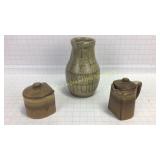 Art Pottery Pitcher & Lidded Creamer Sugar Bowl