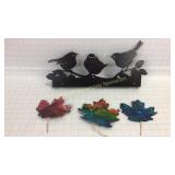 Enameled Copper Leaves Iron Bird Decor