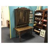 2 Pc Wood Kitchen Cabinet w/ Dough Drawer Base