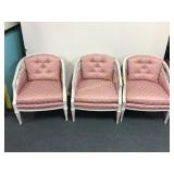 3 Upholstered White Wash Wood Tub Chairs