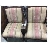 2 Wood Frame Upholstered Arm Chairs