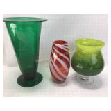 3 Large Art Glass Vases