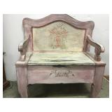 Artist Distress Painted Wood Bench