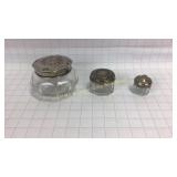 3 Glass & Metal Vanity Jars