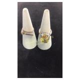 2 Size 9 Sterling Silver Citrine Rings