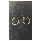 14K Gold Aquamarine Encrusted Hoop Earrings