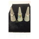 3 Sterling Silver Ocean Inspired Rings