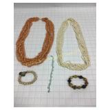 2 Multi-Strand Necklaces & 3 Beaded Bracelets
