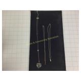 3 Sterling Necklaces Heart Pendant & More