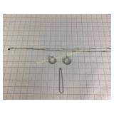 Sterling Necklace, Post Earrings & Bracelet