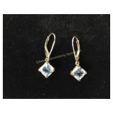 Pair of Sterling CZ Leverback Earrings