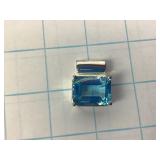 Sterling Blue Topaz Pendant 14.3 Gram Total Weight