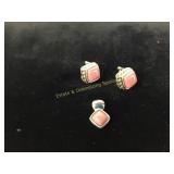 Sterling Rhodonite Pendant & Leverback Earrings