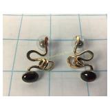 14K Gold Garnet Earrings 5.1 Grams Total Weight