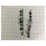 2 Bracelets Heart & Stone Designs 8" L