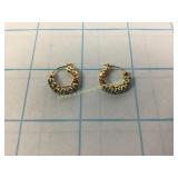 14K Blue Topaz Earrings 2 Grams Total Weight